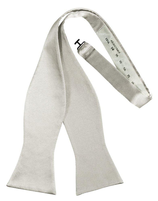 Platinum Self-Tie Solid Satin Bowtie - Tuxedo Club
