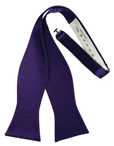 Purple Self-Tie Solid Satin Bowtie - Tuxedo Club
