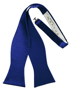 Royal Blue Self-Tie Solid Satin Bowtie - Tuxedo Club