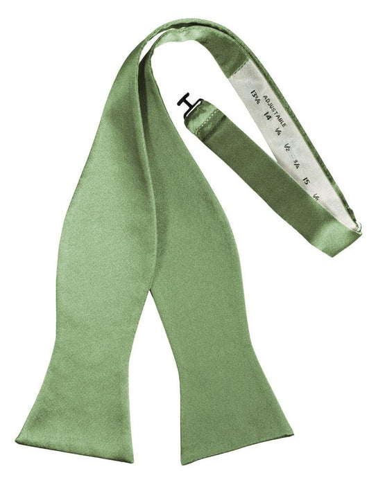 Sage Self-Tie Solid Satin Bowtie - Tuxedo Club