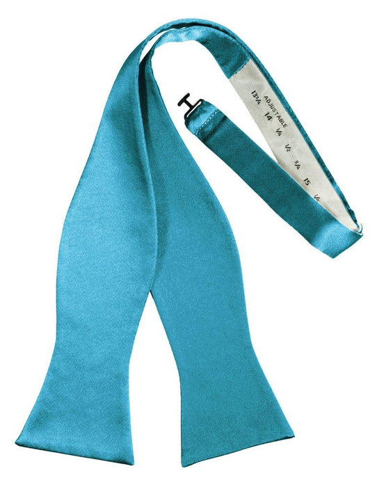 Turquoise Self-Tie Solid Satin Bowtie - Tuxedo Club