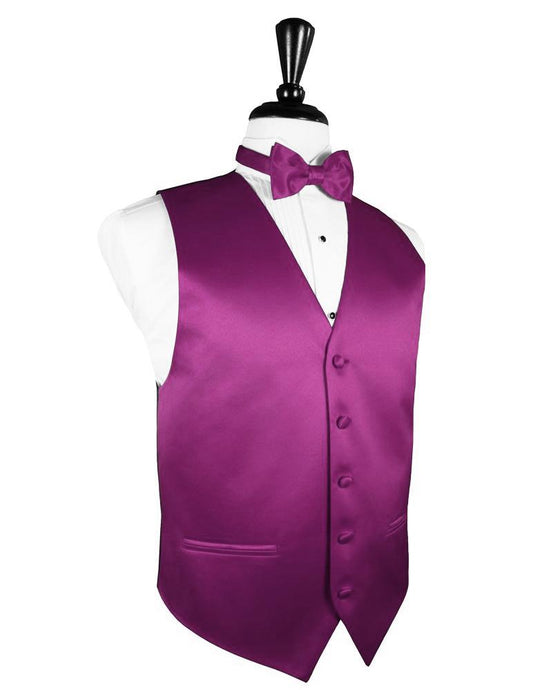 Cassis Solid Satin Vest - Tuxedo Club