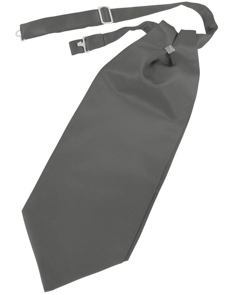 Charcoal Solid Satin Cravat - Tuxedo Club