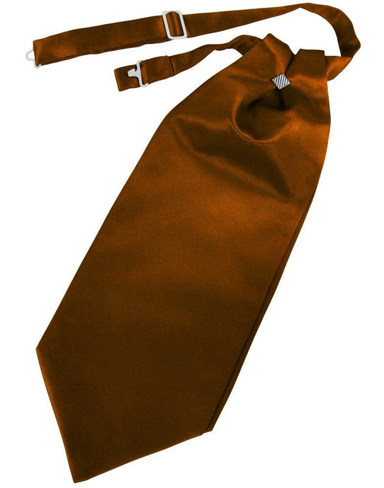 Cognac Solid Satin Cravat - Tuxedo Club