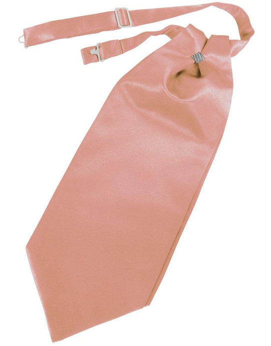 Coral Solid Satin Cravat - Tuxedo Club