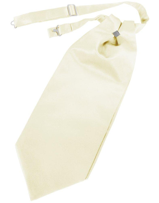 Ivory Solid Satin Cravat - Tuxedo Club