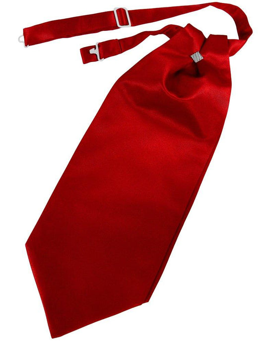Scarlet Solid Satin Cravat - Tuxedo Club
