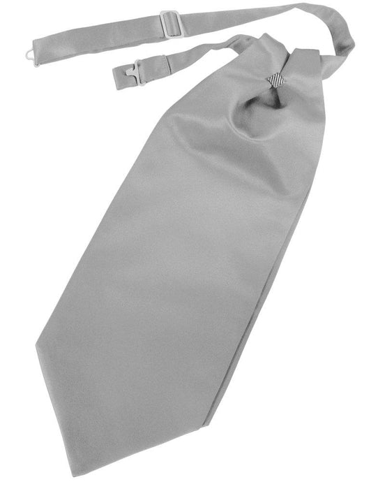 Silver Solid Satin Cravat - Tuxedo Club
