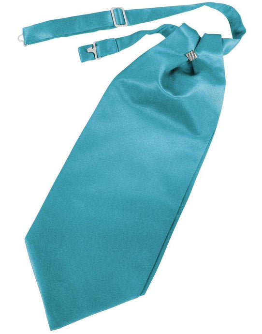Turquoise Solid Satin Cravat - Tuxedo Club