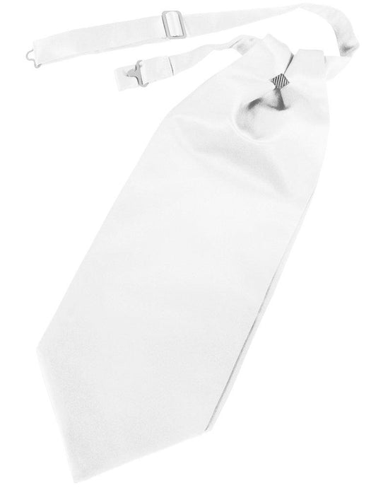 White Solid Satin Cravat - Tuxedo Club