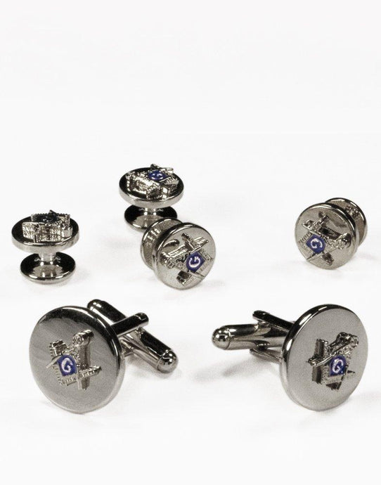 Mason Cufflink and Stud Set in Silver - Tuxedo Club