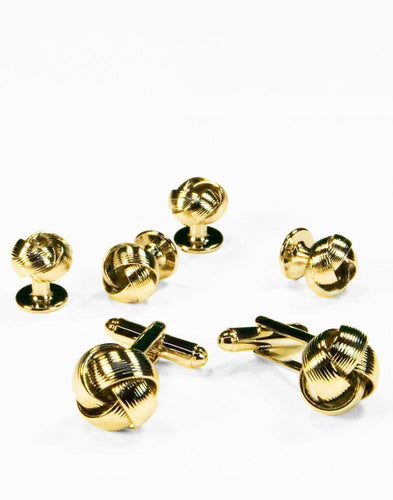 Love Knot Cufflink and Stud set in Gold - Tuxedo Club