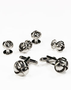 Love Knot Cufflink and Stud set in Silver - Tuxedo Club