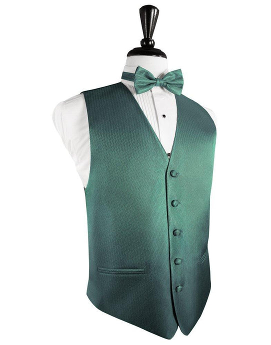 Aqua Herringbone Tuxedo Vest - Tuxedo Club