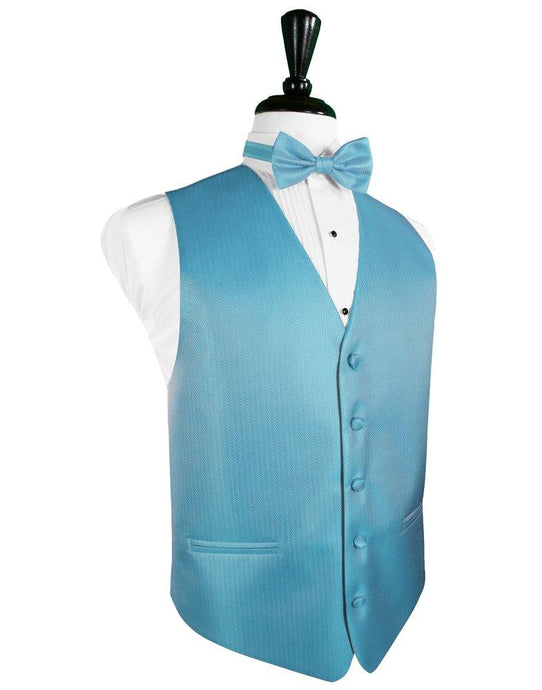 Blue Ice Herringbone Tuxedo Vest - Tuxedo Club