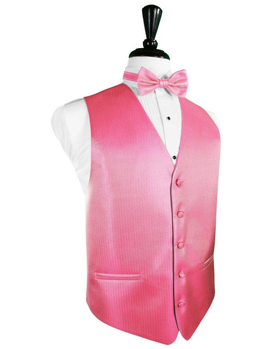 Bubblegum Herringbone Tuxedo Vest - Tuxedo Club