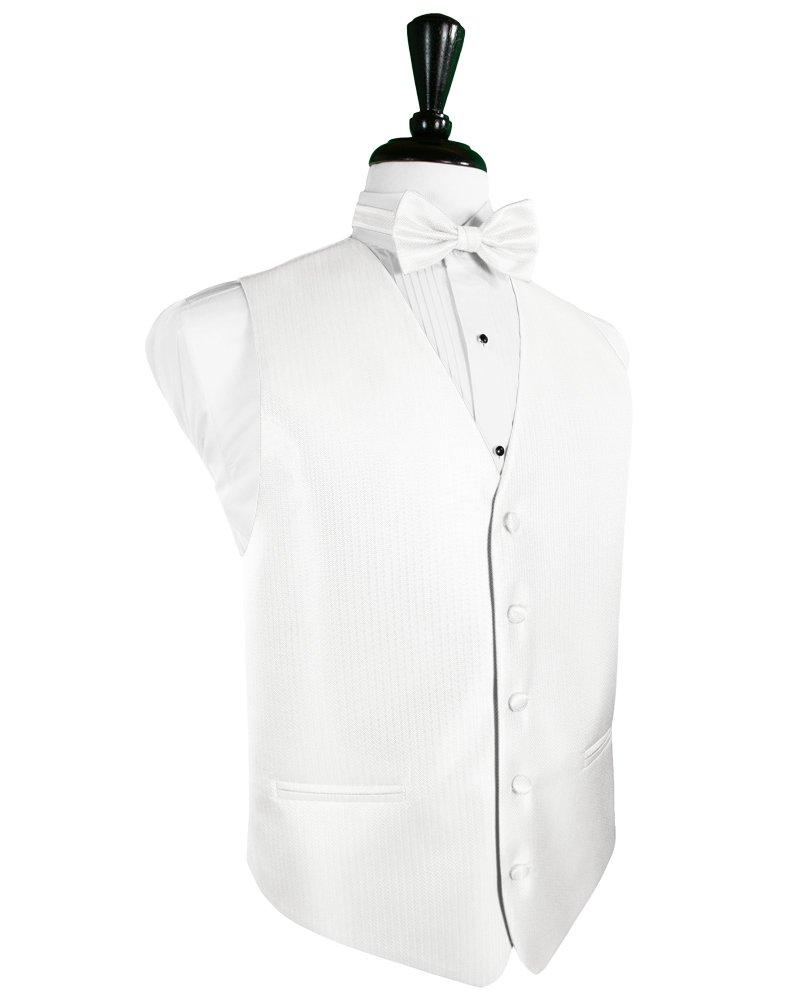 Diamond White Herringbone Tuxedo Vest - Tuxedo Club
