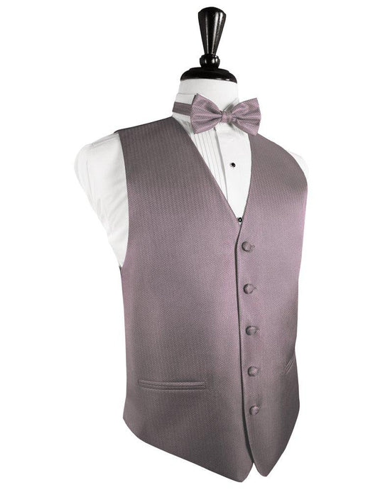 Frosty Pink Herringbone Tuxedo Vest - Tuxedo Club