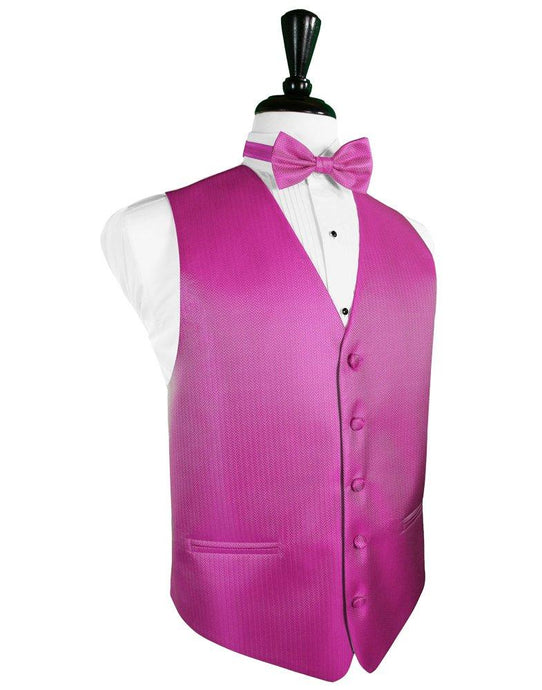 Fuchsia Herringbone Tuxedo Vest - Tuxedo Club