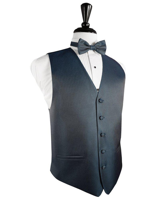 Haze Blue Herringbone Tuxedo Vest - Tuxedo Club