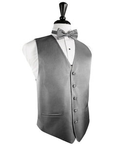 Silver Herringbone Tuxedo Vest - Tuxedo Club