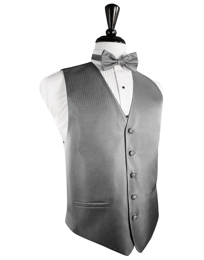 Silver Herringbone Tuxedo Vest - Tuxedo Club