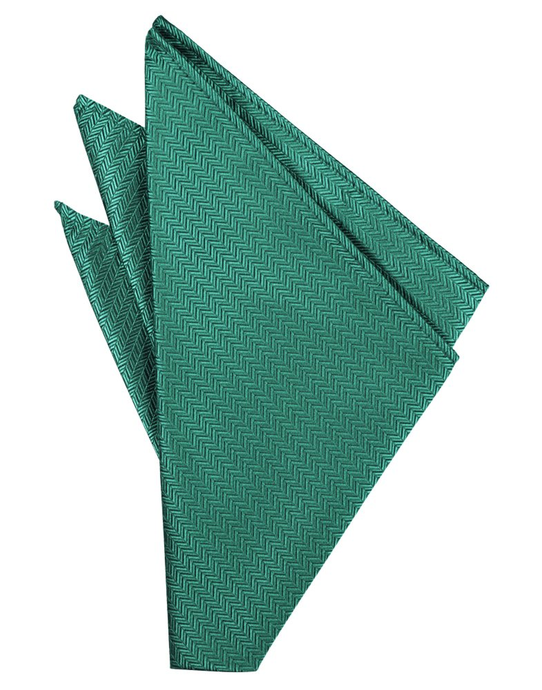 Aqua Herringbone Pocket Square - Tuxedo Club
