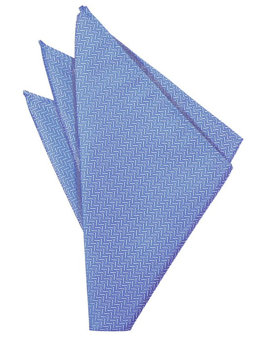 Cornflower Herringbone Pocket Square - Tuxedo Club