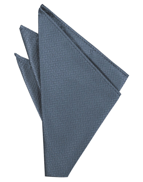 Desert Blue Herringbone Pocket Square - Tuxedo Club