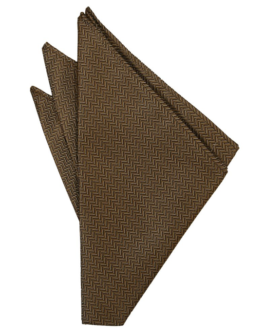 Espresso Herringbone Pocket Square - Tuxedo Club