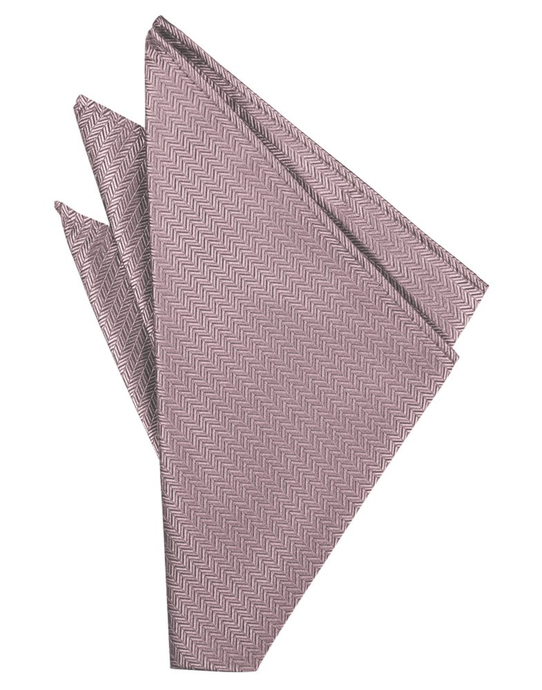 Frosty Pink Herringbone Pocket Square - Tuxedo Club