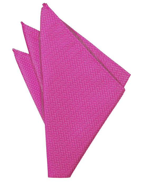 Fuchsia Herringbone Pocket Square - Tuxedo Club