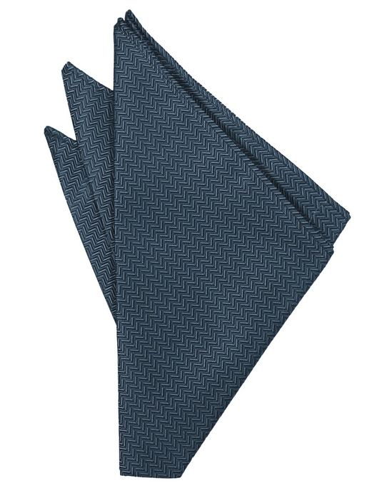 Haze Blue Herringbone Pocket Square - Tuxedo Club