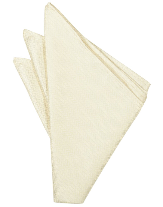 Ivory Herringbone Pocket Square - Tuxedo Club