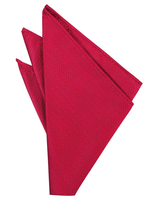 Watermelon Herringbone Pocket Square - Tuxedo Club