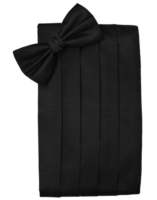 Black Herringbone Cummerbund - Tuxedo Club