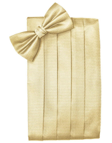 Buttercup Herringbone Cummerbund - Tuxedo Club