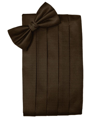 Chocolate Herringbone Cummerbund - Tuxedo Club