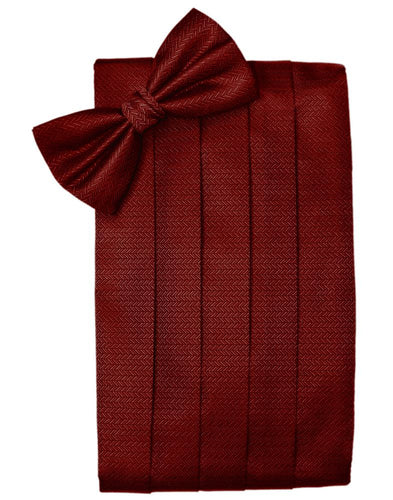 Claret Herringbone Cummerbund - Tuxedo Club