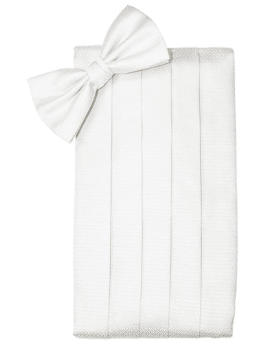 Diamond White Herringbone Cummerbund - Tuxedo Club