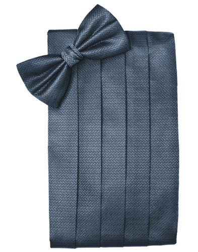 Haze Blue Herringbone Cummerbund - Tuxedo Club