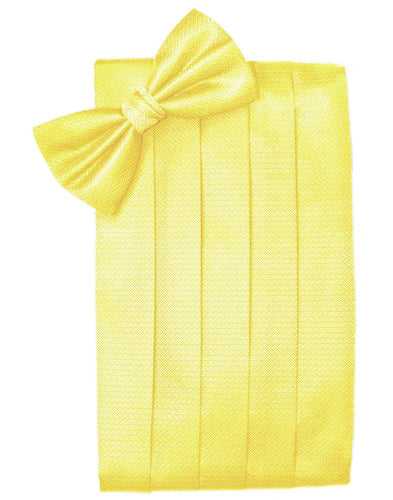 Lemon Herringbone Cummerbund - Tuxedo Club