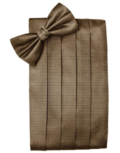 Mocha Herringbone Cummerbund - Tuxedo Club