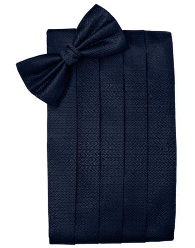 Navy Herringbone Cummerbund - Tuxedo Club