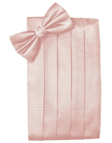 Peach Herringbone Cummerbund - Tuxedo Club