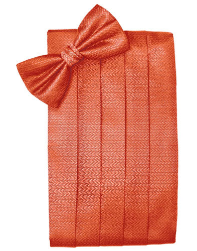 Persimmon Herringbone Cummerbund - Tuxedo Club