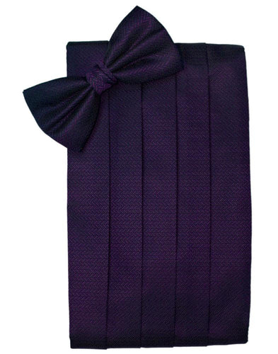 Plum Herringbone Cummerbund - Tuxedo Club