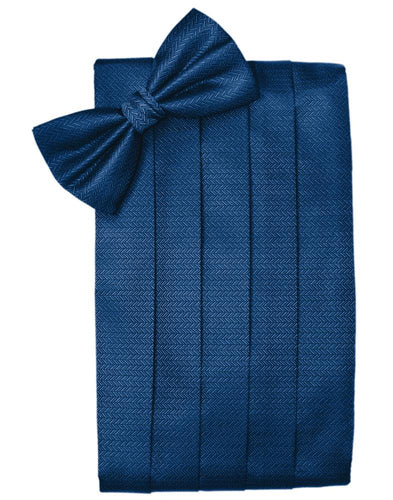 Sapphire Herringbone Cummerbund - Tuxedo Club