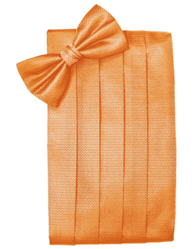 Tangerine Herringbone Cummerbund - Tuxedo Club