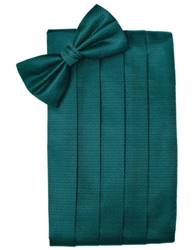 Teal Herringbone Cummerbund - Tuxedo Club